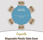 Exquisite 12-Pack Premium Plastic Tablecloth 84in. Round Table Cover - Sky Blue
