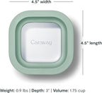 Caraway Mini Square Food Storage Container - 1.75 Cup Glass Storage Container for Food - Non-Toxic Ceramic-Coated Glass - Air Release Technology - Compact & Stackable Design - Mist