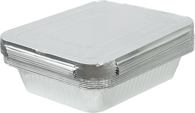 Aluminum Foil Pan with Lids, 9×13 Half Size Pans, Disposable Foil Pans for Roasting, Catering, Picnic or Holiday needs (10 Pack w/Lids)