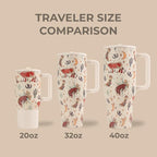 HydroJug Traveler - 32 oz Water Bottle with Handle & Flip Straw - Fits in Cup Holder, Leak Resistant Tumbler-Reusable Insulated Stainless Steel & Rubber Base - Gifts for Women & Men, Rodeo