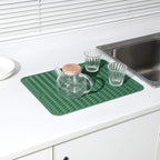 Silicone Dish Drying Mat for Multiple Usage,Easy clean,Eco-friendly,Heat-resistant Silicone Mat for Kitchen Counter or Sink,Refrigerator or drawer liner Green L 16 inches x 12 inches