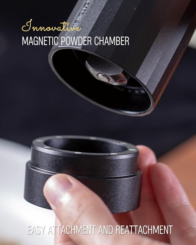 Heavy Duty Metal Pepper Grinder, Professional Manual Pepper Grinder with Adjustable Coarseness, Pepper Mill with Magnetic Powder Chamber, Refillable Pepper Mill for Spices, High Output