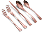Lemeya 20-Piece Rose Gold Silverware Set for 4,Heavy Duty 18/10 Stainless Steel Cutlery Set with Forged Stand Knife,Modern Flatware Utensils Set,Forks Spoons and Knives Set,Dishwasher Safe