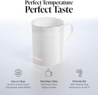 Glowstone Smart Heated Coffee Mug with Wireless Charging Base Self-heating Made from Fine Bone China Electric Coffee Mug and Self Heating Mug Keeps Drinks Hot Stay Hot Electric Coffee Mug