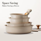 CAROTE 18Pcs Ceramic Cookware Set with Detachable Handle, Pots and Pans Set Non Stick, Non Toxic Cookware Set Removable Handles, Induction Kitchen Cookware Sets, Dishwasher/Oven Safe