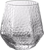 40 count Diamond Unbreakable Stemless Plastic Wine Champagne Whiskey Glasses Elegant Durable Disposable Indoor Outdoor Ideal for Home, Office, Bars, Wedding, 12 Ounce Cups (Hammered Clear)
