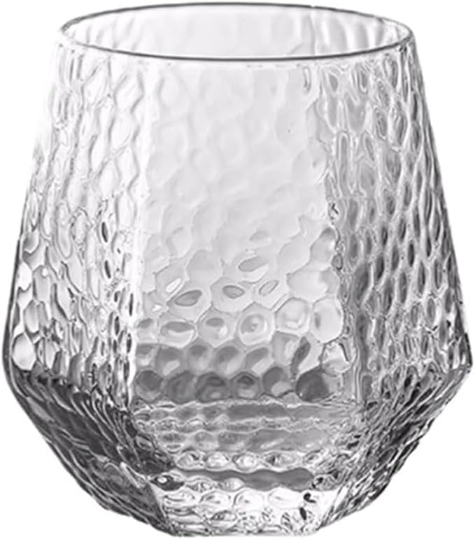 40 count Diamond Unbreakable Stemless Plastic Wine Champagne Whiskey Glasses Elegant Durable Disposable Indoor Outdoor Ideal for Home, Office, Bars, Wedding, 12 Ounce Cups (Hammered Clear)