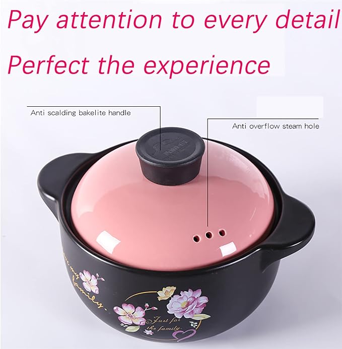 Ceramic Casserole Dish, Clay Pot, Ceramic Casserole Dish with Lid Clay Pot Round Ceramic Cookware, Dutch Oven Ceramic Pot Clay Pot For Cooking - Durable, Multi-purpose,Easy To Clean, Non-stick