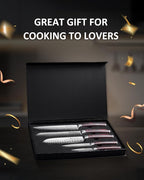 PAUDIN Kitchen Knife Set, Ultra Sharp Knife Set with Pakkawood Handle, High Carbon Stainless Steel Knives Set for Kitchen, 5 Piece Chef Knife Set Come with Gift Box