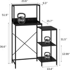 Mini Fridge and Microwave Stand Over Refrigerator Storage Shelf with Power Outlet, 5 Tiers Adjustable Bakers Rack Cabinet Coffee Bar Appliance Organizer for Dorm Office,Black