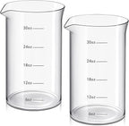 Maxdot 2 Pcs French Press Replacement Glass Universal Replacement Beaker for French Press Tea and Coffee Makers Borosilicate 3.3 Glass Spare Carafe (with Scale,34 oz)