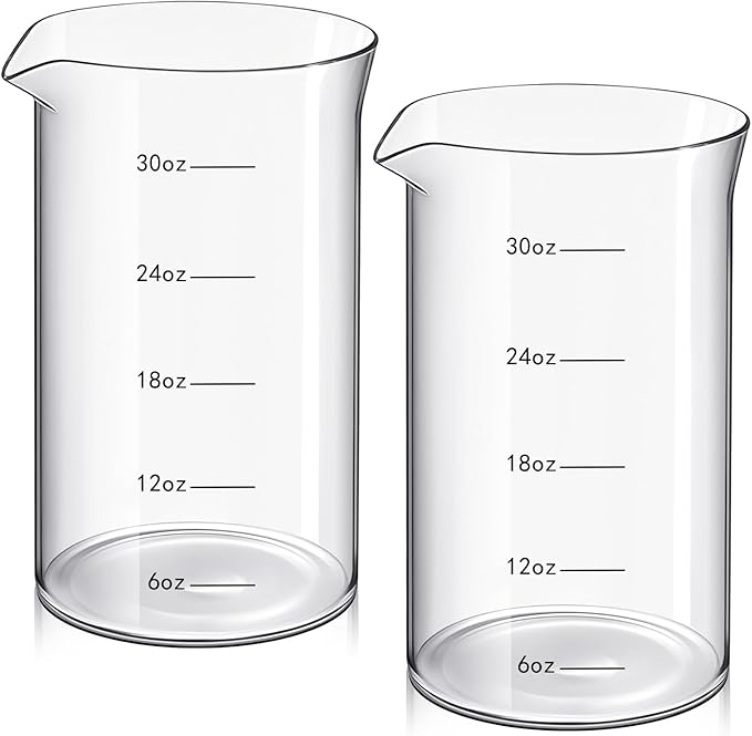 Maxdot 2 Pcs French Press Replacement Glass Universal Replacement Beaker for French Press Tea and Coffee Makers Borosilicate 3.3 Glass Spare Carafe (with Scale,34 oz)
