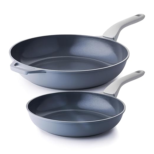 Nonstick Ceramic Frying Pan, Skillet with Stay Cool Handle, Egg & Omelet & Chef's Pan, Induction Compatible & Oven Safe, Dishwasher Safe, PTFE PFAS & PFOA Free (10+12 Inch)