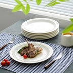10.5-inch Porcelain Dinner Plate Set of 6 - Microwave, Oven and Dishwasher Safe, Scratch Resistant. (White)