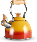 ROCKURWOK Tea Kettle, Tea Pot with Cool Touch Ergonomic Handle, Teapot Food Grade Stainless Steel, Tea Kettle Stovetop, Kettle Teapot, Whistling Tea Kettle, Small Tea Pot, 1.6 Quart (Orange)