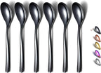 Black Demitasse Espresso Spoons, 5.5'' Mini Coffee Spoons, Set of 6, Stainless Steel, Dishwasher Safe
