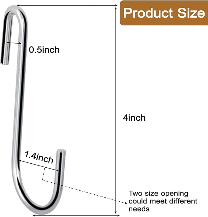 30 Pack Heavy Duty S Hooks Pan Pot Holder Rack Hooks Hanging Hangers S Shaped Hooks for Kitchenware Pots Utensils Clothes Bags Towels Plants -4 Inch