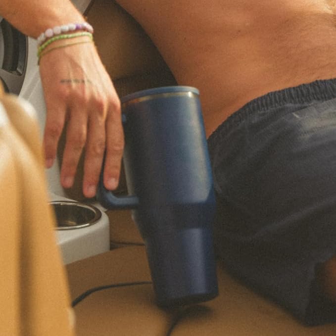 HydroJug Traveler - 32 oz Water Bottle with Handle & Flip Straw - Fits in Cup Holder, Leak Resistant Tumbler-Reusable Insulated Stainless Steel & Rubber Base - Gifts for Women & Men, Midnight