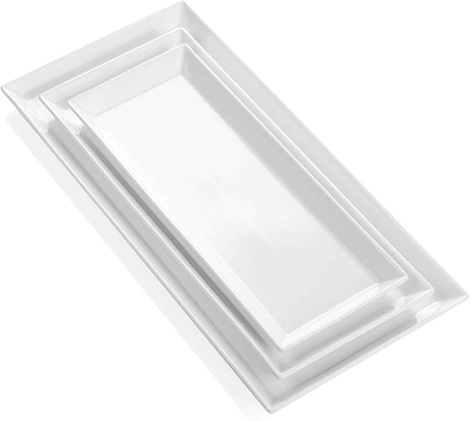 Sweese 2-Pack Porcelain Rectangular Serving Platters, White High-Grade Durable Professional, White nan 3.0 Count