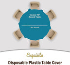 Exquisite Party Solids 12-Pack Premium Plastic Tablecloth 84in. Round Table Cover - Turquoise