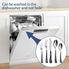 20-Piece Black cracks Silverware Set 18/0 Stainless Steel Silverware Set Yellow Handle Cutlery Black Set Service for 4 Dinner Knives Forks Spoons Set Flatware Set Finish Dishwasher Safe