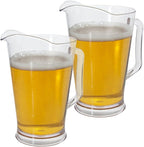 US Acrylic 64oz Bistro Clear Pitcher | Set of 2 Beer Pitchers | Reusable, BPA-free, Made in the USA, Indoor and Outdoor Pitcher Set for Water, Lemonade, Juice, Soda Pop, and Beer