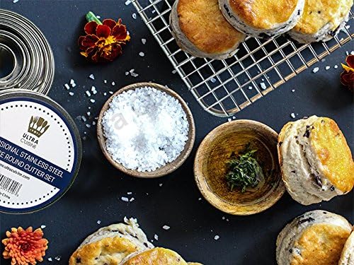 Ultra Cuisine 11 Piece Small Circle Cookie Cutter Set - Graduated Round Cookie Mold Cutter For Donuts & Scones - Heavy-Duty Stainless Steel w/3 Pastry Ring Cookie Cutters For Baking - Food Rings