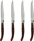 French Home Laguiole 4-Piece Steak Knife Set – Sophisticated Stainless Steel Dinner Knives with Pakkawood Handles & Iconic Bee Emblem – Serrated Knives for Smooth Cutting (9.25")
