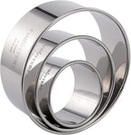 Cookie Cutter Set, 3 Pc Kit, Measuring 2'', 3'', and 4'', Round Metal Baking Rings for Pastry, Biscuits, and Dough Cutting, Heavy Duty and Reusable, Multiple Sizes