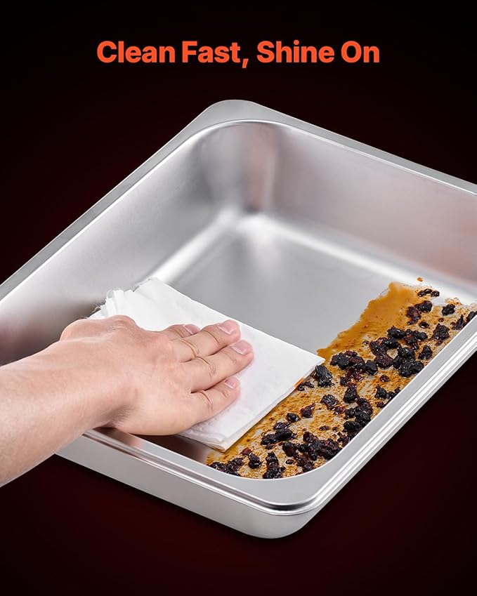 VEVOR Chafing Dish Buffet Set, 8 Qt 4 Pack, Stainless Steel Chafer with 2 Full Size and 4 Half Size Pans, Rectangle Catering Warmer Server with Lid Water Pan Stand, for Weddings Parties Banquets, Gold