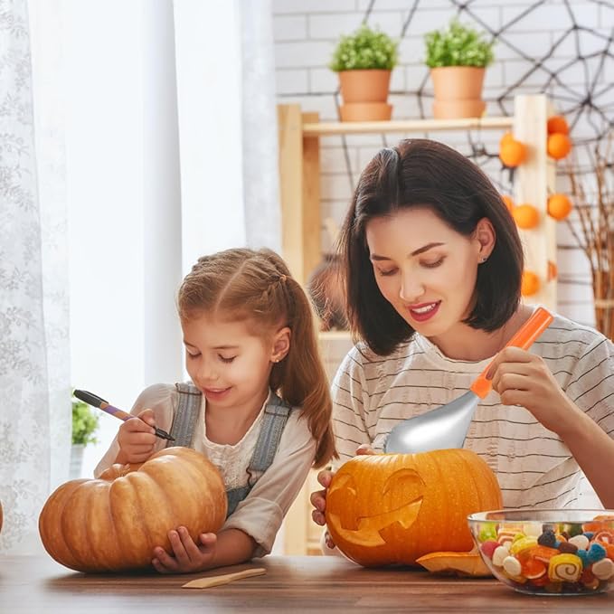 2 PCS Pumpkin Pulp Remover Corer Scoop Manual Scoop Pulp Separator Stainless Steel Scooper Scraper Veggie Vegetable Corer Remover for Halloween Pumpkin