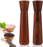 Wooden Salt and Pepper Grinder Set 10In,Salt and Pepper Grinder Refillable with Adjustable Ceramic Rotor, Easy Refill,Acacia Wood Pepper Grinder Manual,Salt and Pepper Shakers set 2-Pack