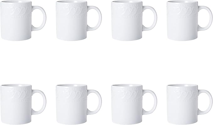 Pfaltzgraff Sylvia 32-Piece White Dinnerware Set, Service for 8, Durable Stoneware Plates, Bowls, and Mugs, Microwave and Dishwasher Safe