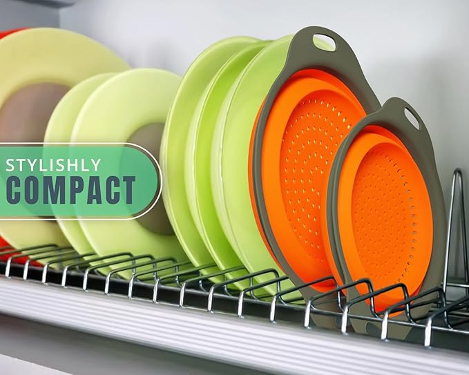 Comfify 2 pcs Colander Set, Collapsible Colanders, Sink Strainers for Kitchen, 2 & 3 qt / 8" & 9.5" Size, Orange