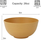 Homienly Cereal Bowl Set, Wheat Straw Bowls Set of 8, Alternative to Plastic Bowls Reusable, Unbreakable Lightweight Bowl for Kitchen, Outdoor, Party, Micriwave Safe Cereal Bowl (Yellow, 26 OZ)