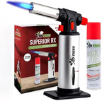 Jo Chef Kitchen Torch with Butane Included – Refillable Lighter with Safety Lock & Adjustable Flame, Blow Culinary Torch for Cooking, BBQ, Creme Brulee, DIY and Soldering - 1 Can (3.38oz) Included