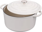 Enameled Cast Iron Dutch Oven Pot with Lid, for Sourdough Bread Baking, Round Dutch Ovens, 4.5 Quart, White