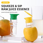 Yellow Manual Citrus Juicer with Filter and Spout, Screw-Top Hand Press for Lemon Orange Drinks