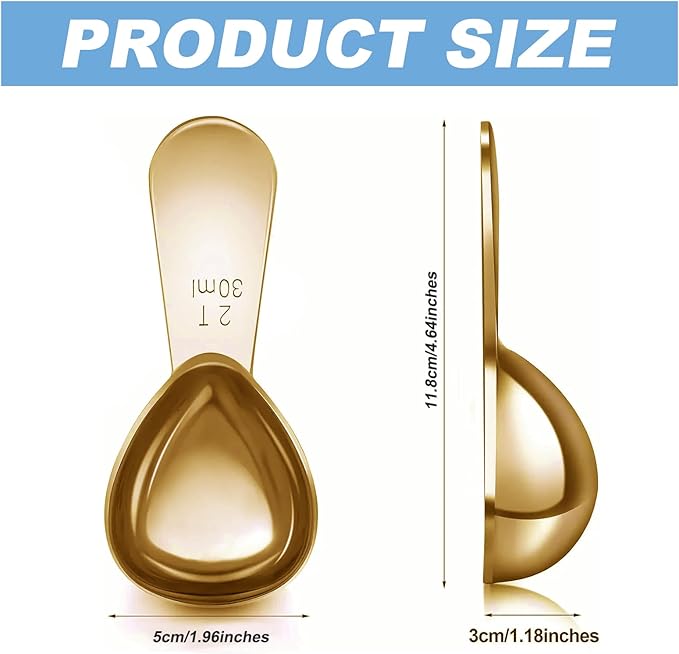 1 Pcs Coffee Scoop, 2 Tablespoon Measuring Spoon for Ground Coffee, Durable Stainless Steel, Easy to Use and Clean(Gold）, Send Goods from Local Warehouse