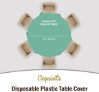Exquisite Party Solids 12-Pack Premium Plastic Tablecloth 84in. Round Table Cover - Light Mint
