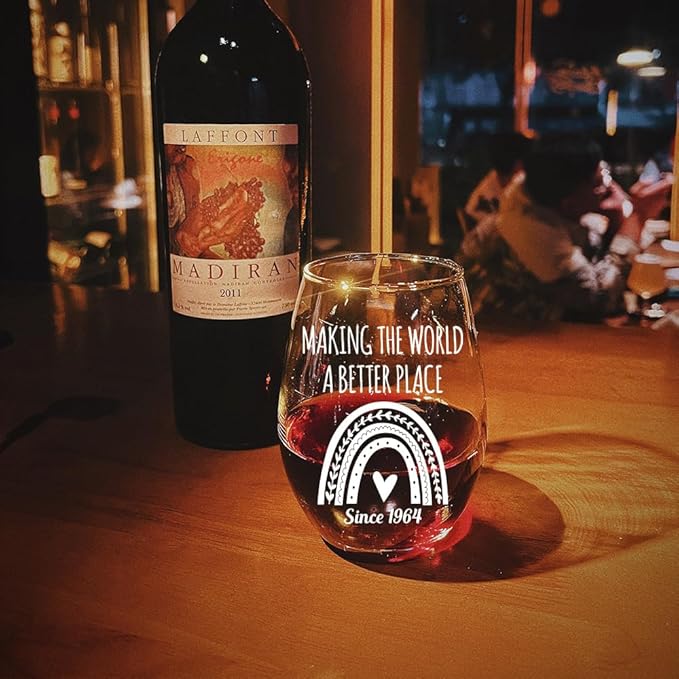 Making The World A Better Place Since 1964 Wine Glasses, Fabulous 1964 Gifts for Women,men, 1964 Gifts for Women and Men, Funny Gag Present for Mom, Sister, Best Fifty Year Old,61th Birthday Gifts-112