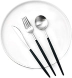 Gugrida Black Silver Flatware, Royal 20 Piece Matte Black Handle 18/10 Stainless Steel Tableware Sets for 4 Including Forks Spoons Knives, Camping Silverware Travel Utensils Set Cutlery (Black Silver)