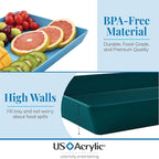 US Acrylic Coastal Plastic Serving Trays (Set of 4) 15” x 10” | Large Unbreakable Reusable Rectangular Party Platters | Serve Appetizers, Fruit, Veggies, & Desserts | BPA-Free & Made in USA