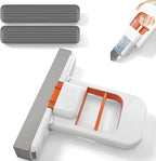 2-in-1 Self-Squeeze Portable Mop: 2 Extra Sponge Heads for Bathroom Corners, Kitchen Tiles, Car & RV Cleaning - Compact Travel Mop (Orange)