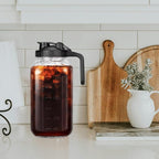 64 oz (2 Quart), Black Cold Brew Coffee Maker, Iced Tea Machines, Thick Glass with Pour Spout Handle Lid, Stainless Steel Filter for Iced Coffee, Fruit Drinks or Sun Tea (1)