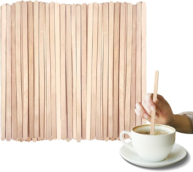 1000 Pack Birch Wood Coffee Stirrers, 7.5 Inch Sturdy Coffee Stir Sticks, Smooth Round Ends, Splinter-Free Disposable Stir Sticks for Coffee, Cocktails, Office, Home Use