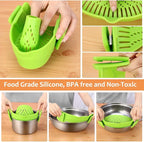 2 PACK Clip on Strainer for Pots Pan Pasta Strainer, Silicone Food Strainer Hands-Free Pan Strainer, Clip-on Kitchen trainer for Spaghetti, Pasta, Ground Beef Fits All Bowls and Pots