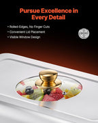 VEVOR Chafing Dish Buffet Set, 8 Qt 4 Pack, Stainless Steel Chafer with 4 Full Size Pans, Rectangle Catering Warmer Server with Glass Lid Water Pan Folding Stand Fuel Holder, for Wedding Party Banquet