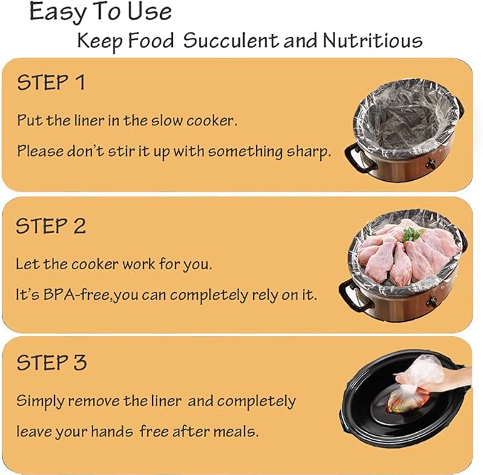 48 Bags Slow Cooker Liners, Disposable, Plastic, White, Self Seal, BPA Free, 21 inches x 13 inches, 3 quarts (48)