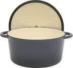 Gibson Home Addlestone 7 Qt Enameled Cast Iron Dutch Oven Pot with Lid – Round, Oven Safe to 500°F, Ideal for Bread Baking & Stews - Gradient Navy Blue